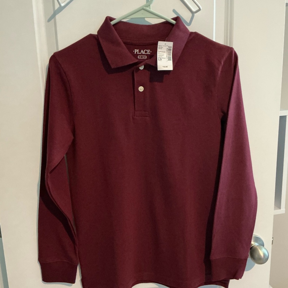 NEW - Place Burgundy Boy’s Polo Long Sleeve Shirt